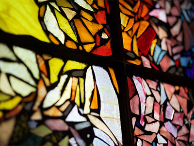 stained glass window at Pittsburgh Seminary
