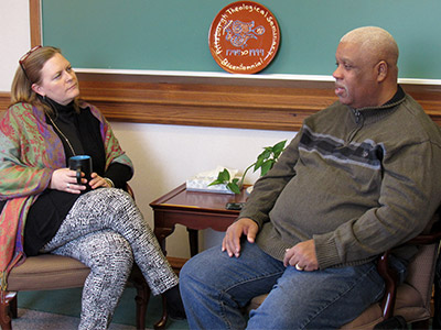 MA pastoral studies student Nate Pennybaker in Writing Center 